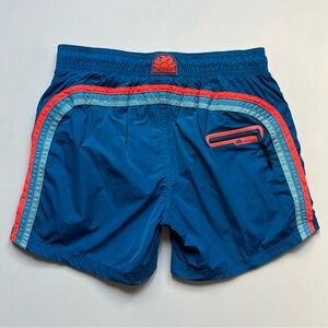 Sundek Boys Vibrant Blue Swim Shorts with Orange and Light Blue Trim - Size 14